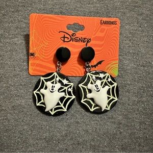 Disney Halloween Mickey Mouse Ghost Spiderweb Earrings Glow In The Dark